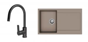 StrongSinks S3 Set drez Zala 860 860x500mm granit hnedý + Batéria Loira čierna