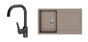 StrongSinks S3 Set drez Zala 860 860x500mm granit hnedý + Batéria Garonne čierna