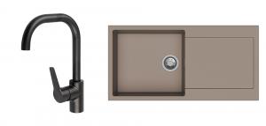 StrongSinks S3 Set drez Zala 1000 1000x500mm granit hnedý + Batér. Garonne čiern
