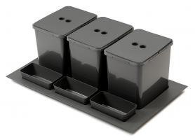 StrongBins sorter 3x16 l vložený do zásuvky 800 - 900 mm, antracit