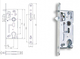 HOBES K 106A Zámok pro posuv.dvere 72/60 PZ