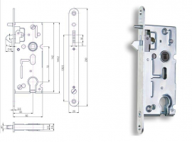 HOBES K 106A Zámok pro posuv.dvere 72/60