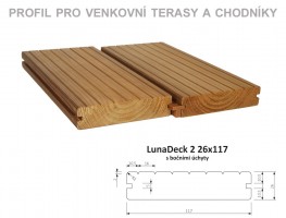 TERASY ThermoWood doska LunaDeck2 26/117/3000 Boční úchyt