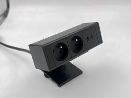 StrongPower elektrická zásuvka doskup, 2x Francúzka, USB, čierna