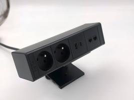 StrongPower elektrická zásuvka DeskUp, 2x FR, USB, RJ45, čierna