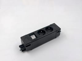 StrongPower elektrická zásuvka UnderDesk, 2x FR, vypínač, čierna