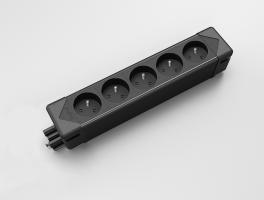 StrongPower elektrická zásuvka UnderDesk, 5x Francúzska, čierna