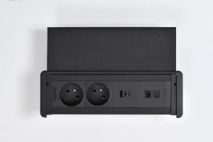 StrongPower elektrická zásuvka SlimCover, USB+HDMI, Francúzska čierna