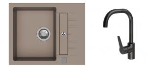 K-StrongSinks S3 Set drez Vardar 615x500mm granit béžová + Bat. Garonne čierna