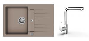 K-StrongSinks S3 Set drez Vardar 780x500mm granit béžová + Baterie  Stréva chr.