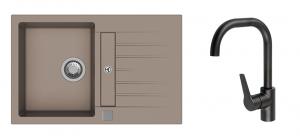 K-StrongSinks S3 Set drez Vardar 780x500mm granit béžová + Bat. Garonne čierna