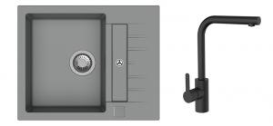 K-StrongSinks S3 Set drez Vardar 615x500mm granit šedý + Baterie Ipoly čierna