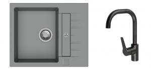 K-StrongSinks S3 Set drez Vardar 615x500mm granit šedý + Bater. Garonne čierna