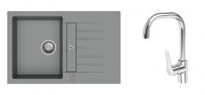 K-StrongSinks S3 Set drez Vardar 780x500mm granit šedý + Baterie Garonne chr.