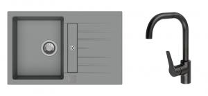 K-StrongSinks S3 Set drez Vardar 780x500mm granit šedý + Bater. Garonne čierna