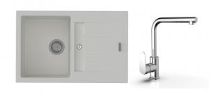 K-StrongSinks S3 Set drez Vardar 780x500mm granit biely + Baterie  Stréva chr.