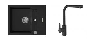 K-StrongSinks S3 Set drez Vardar 615x500mm granit čierny + Bater. Ipoly čierna