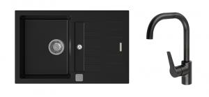 K-StrongSinks S3 Set drez Vardar 780x500mm granit čierny + Bater. Garonne čer.