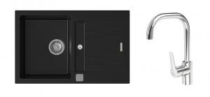 K-StrongSinks S3 Set drez Vardar 780x500mm granit čierny + Bater. Garonne chr.