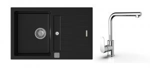 K-StrongSinks S3 Set drez Vardar 780x500mm granit čierny + Bater.  Stréva chr.