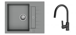 K-StrongSinks S3 Set drez Vardar 615x500mm granit šedý + Baterie Loira čierna