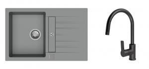 K-StrongSinks S3 Set drez Vardar 780x500mm granit šedý + Baterie Loira čierna