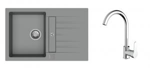 K-StrongSinks S3 Set drez Vardar 780x500mm granit šedý + Baterie Seina chrom