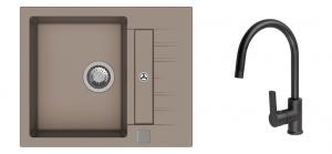 K-StrongSinks S3 Set drez Vardar 615x500mm granit béžová + Baterie Loira čierna