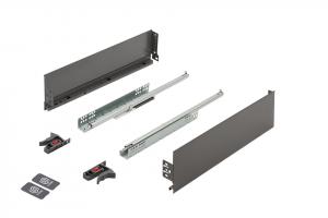 K-StrongMini zásuvka 121/300mm, tlmený plnovýsuv 30kg, sivá