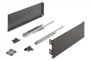 K-StrongMini zásuvka 185/550mm, tlmený plnovýsuv 30kg, sivá