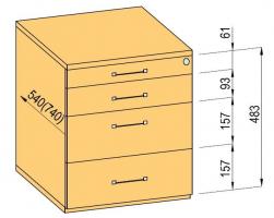 K-BBP kontejner 540/392 mm typ 1 zásuvka plast částečný výsuv dotah