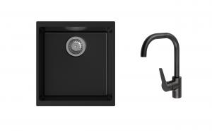 K-StrongSinks S3 Set drez Hron 430x460mm granit čierny + Batéria Garonne čierna
