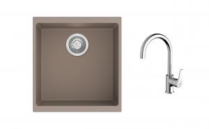 K-StrongSinks S3 Set drez Hron 430x460mm granit béžový + Batéria Rhona chrom