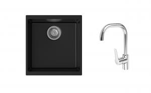 K-StrongSinks S3 Set drez Hron 430x460mm granit čierny + Batéria Garonne chrom