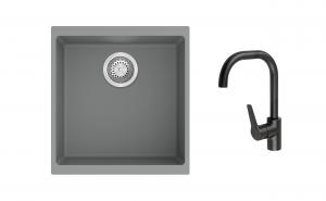 K-StrongSinks S3 Set drez Hron 430x460mm granit šedý + Batéria Garonne čierna