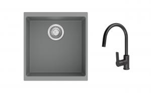 K-StrongSinks S3 Set drez Hron 430x460mm granit šedý + Batéria Loira čierna