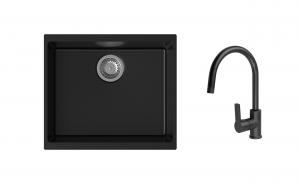 K-StrongSinks S3 Set drez Hron 530x460mm granit čierny + Batéria Loira čierna