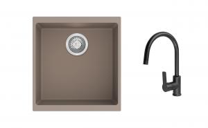 K-StrongSinks S3 Set drez Hron 430x460mm granit béžový + Batéria Loira čierna