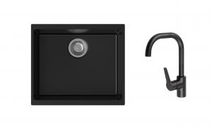 K-StrongSinks S3 Set drez Hron 530x460mm granit čierny + Batéria Garonne čierna