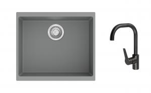 K-StrongSinks S3 Set drez Hron 530x460mm granit šedý + Batéria Garonne čierna