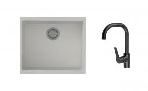 K-StrongSinks S3 Set drez Hron 530x460mm granit biely + Batéria Garonne čierna