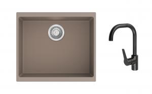 K-StrongSinks S3 Set drez Hron 530x460mm granit béžový + Batéria Garonne čierna