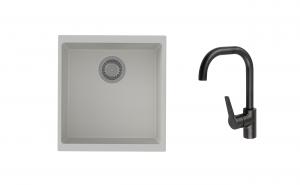 K-StrongSinks S3 Set drez Hron 430x460mm granit biely + Batéria Garonne čierna