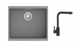 K-StrongSinks S3 Set drez Hron 530x460mm granit šedý + Batéria Ipoly čierna