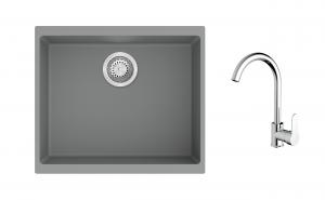 K-StrongSinks S3 Set drez Hron 530x460mm granit šedý + Batéria Seina chrom