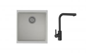 K-StrongSinks S3 Set drez Hron 430x460mm granit biely + Batéria Ipoly čierna