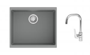 K-StrongSinks S3 Set drez Hron 530x460mm granit šedý + Batéria Garonne chrom