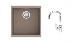 K-StrongSinks S3 Set drez Hron 430x460mm granit béžový + Batéria Garonne chrom