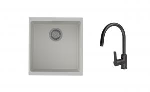 K-StrongSinks S3 Set drez Hron 430x460mm granit biely + Batéria Loira čierna