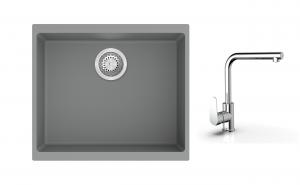 K-StrongSinks S3 Set drez Hron 530x460mm granit šedý + Batéria  Stréva chrom